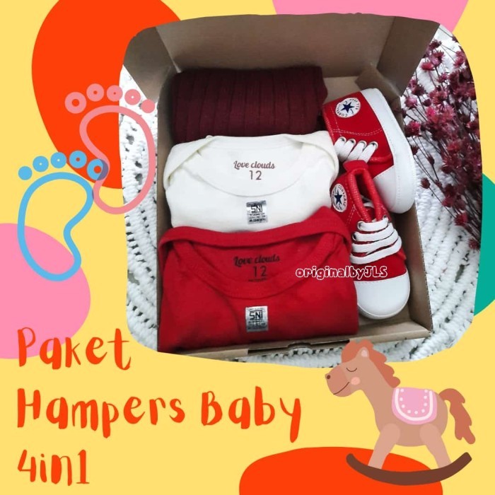 

PROMO!! - Hampers Bayi | Newborn Baby Gift Set Unisex| Kado Lahiran Bayi Waffle - MERAH-PUTIH