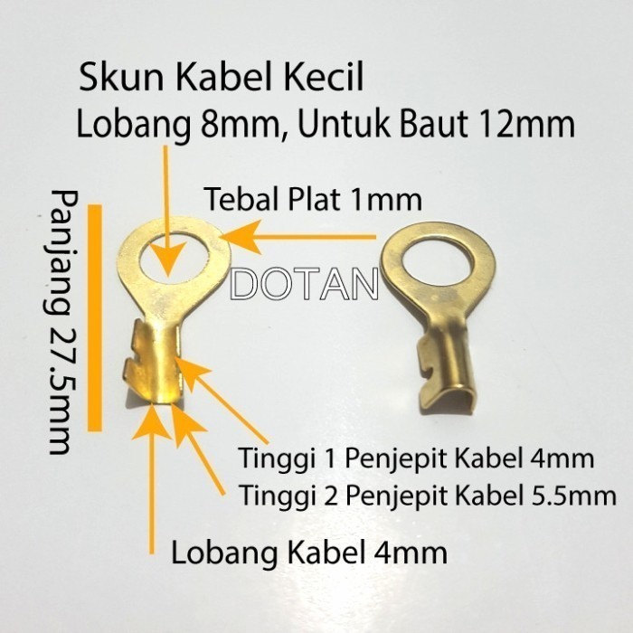 Skun ring M8 skun O terminal baut 12 kabel kecil