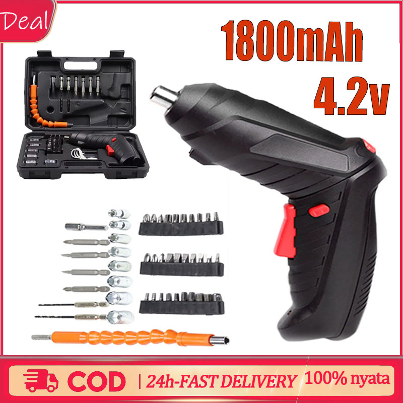 Mesin Bor Cordless mini 49pcs Set 4.2 v/ bor impact batera/bor listrik/Screwdriver Baterai Bor mini