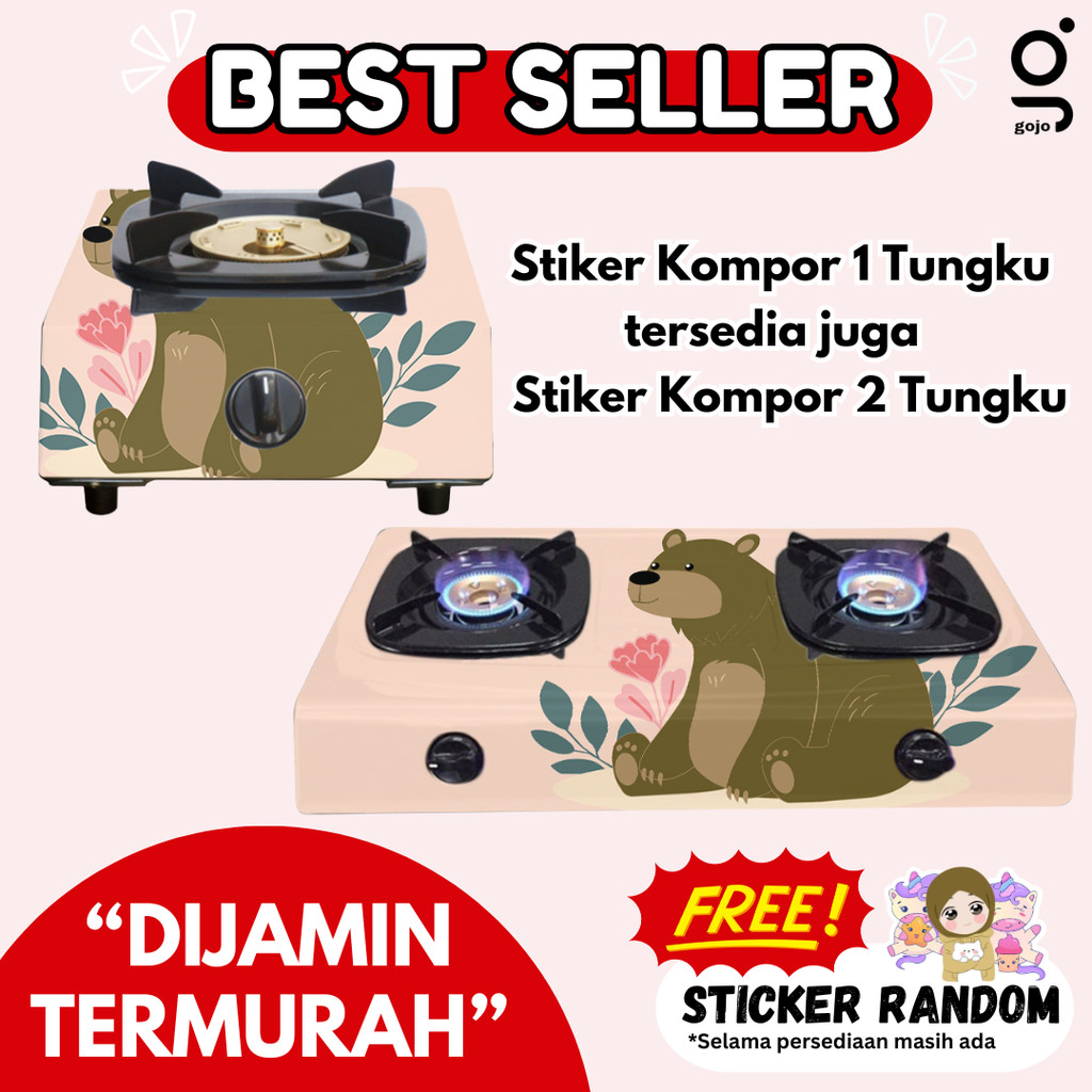 Stiker Kompor 1 & 2 Tungku Pelindung Anti Minyak dan Tahan Panas Api Air Bahan Premium Warna Pink Ga