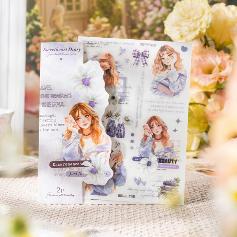 

Mr. Paper 6 styles 2pcs/pack Sweetheart diary series characters transfer stickers handbook DIY material decorative stickers