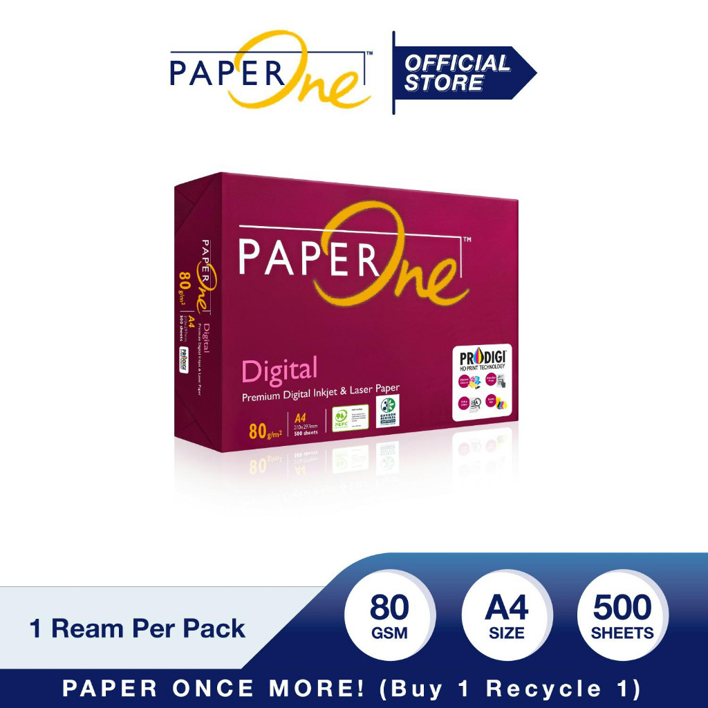 

Paperone Kertas HVS A4 80 gram Putih Polos Digital Carbon Neutral 1 Rim (500 lembar) Kertas HVS