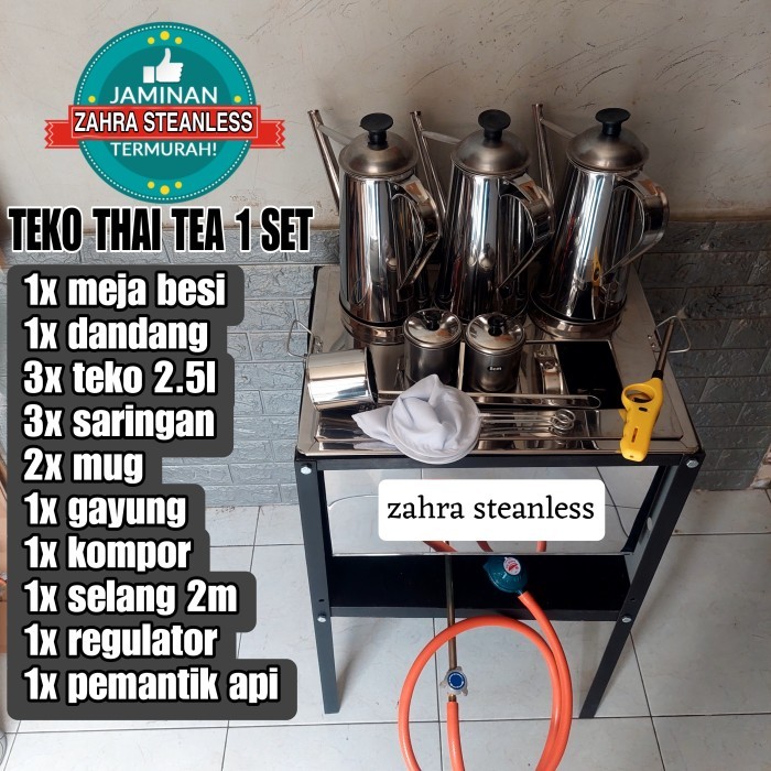 Teko Thai tea Set Lengkap Meja - Set teko Thai tea - Dandang Thai Tea