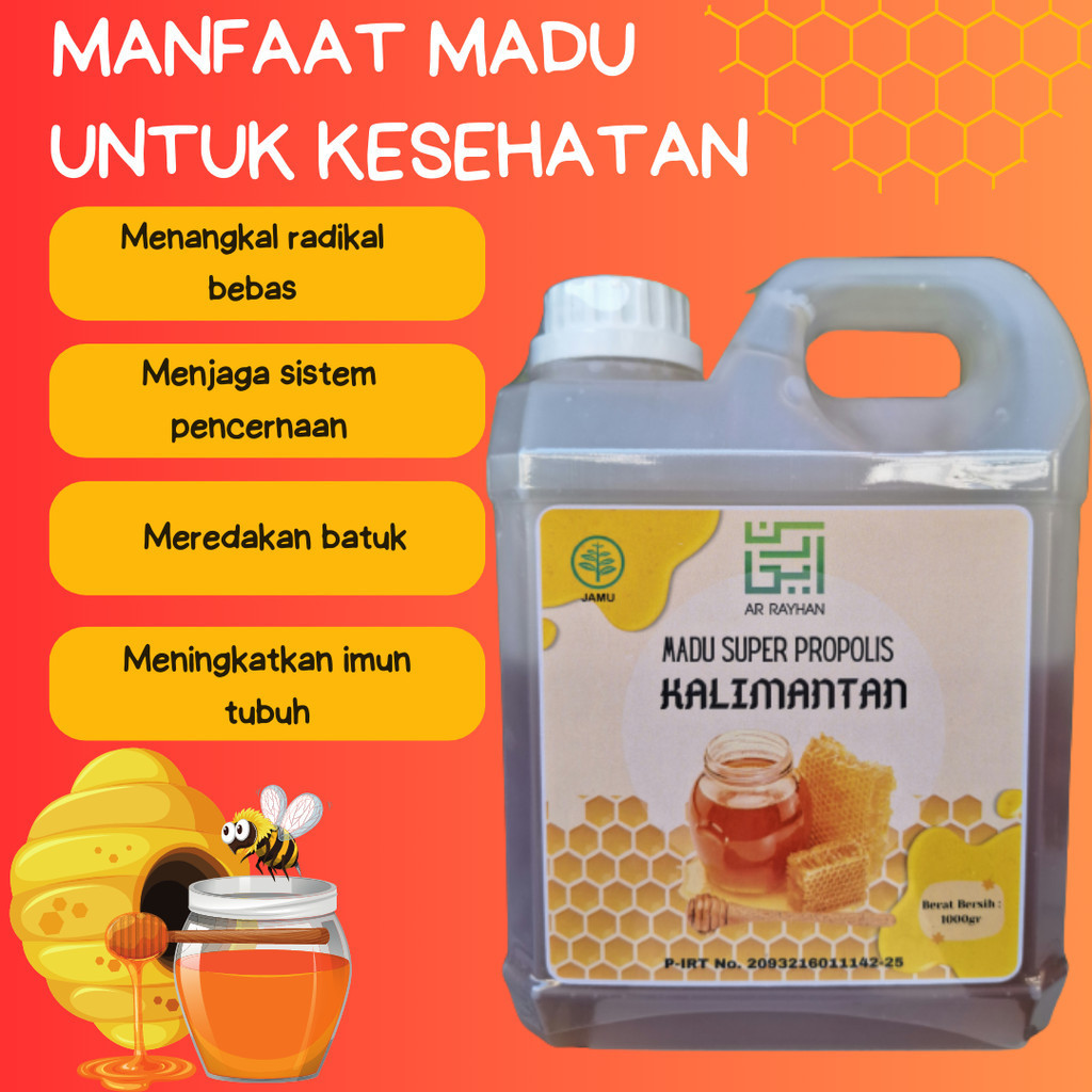 

QH Paket Bundle Spesial Isi 2 Pcs Madu Super Propolis Kalimantan Ar Rayhan Total 2 kg Kaya Bee