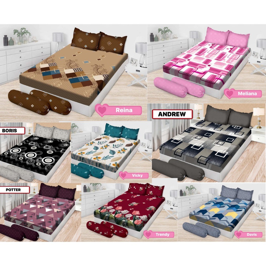 DE43W sprei BONITA EMILIA BANTAL 4 B4 ukuran 180x200 T25 dan T20 (BISA COD) MOTIF TERBARU ukuran kin