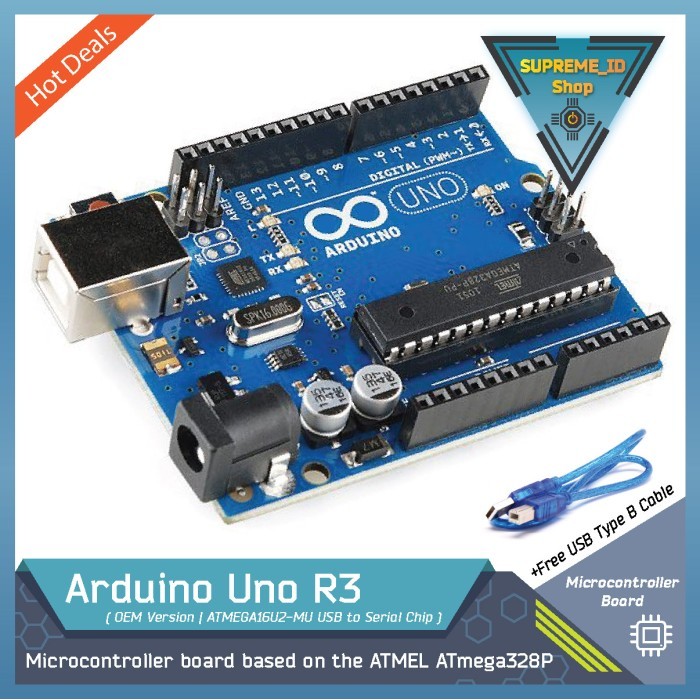 

DP99 Arduino Uno R3 DIP ATmega328P ATmega16u2 OEM Ori Design Compactible - UNO Tanpa Kabel