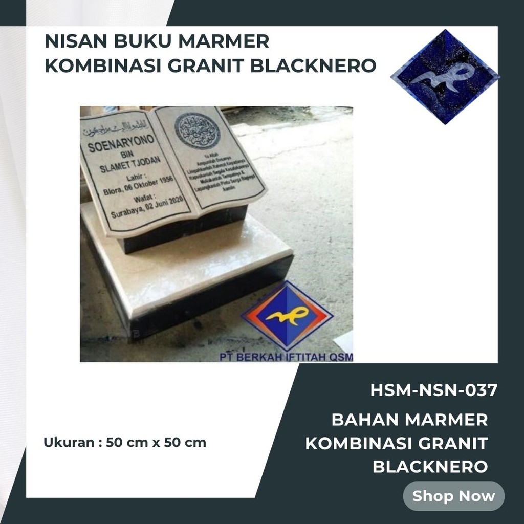 Nisan Buku Marmer Kombinasi Granit Blacknero