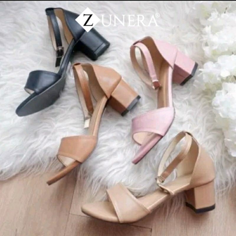 ZUNERA UZ-014 Heels hak tahu 5cm hitam Tan cream SIZE 42