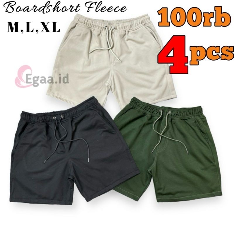 Paket 4 Pcs Celana Pendek Boardshort Fleece Lembut Premium Short Pant