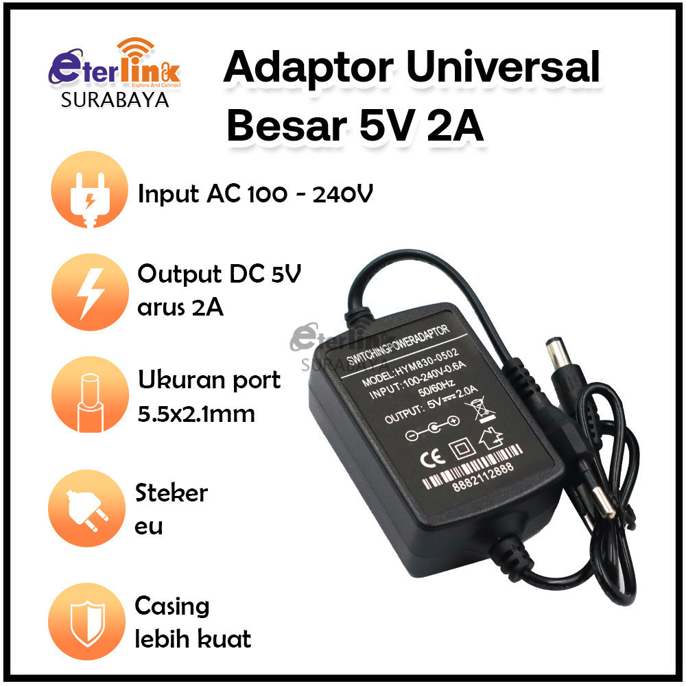 Terbaru Power Adaptor 5V 2A Part Media Converter HTB 3100 Adaptor Baik
