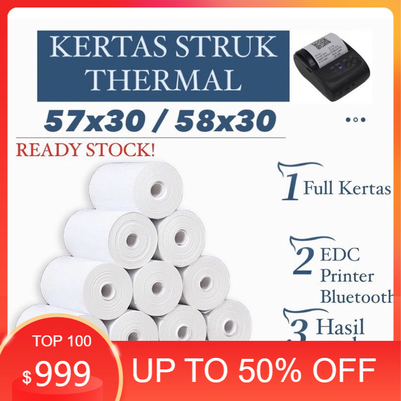

⭐.⭐ Kertas Struk Thermal Pos 57x30 58x30 57mm 58mm Termurah