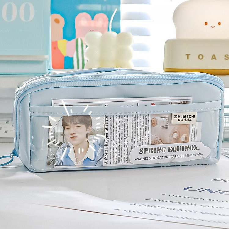 

YEN Tempat Pensil Kanvas Berlapis Kapasitas Besar Organizer Alat Tulis Serbaguna Warna Pastel