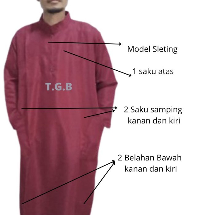 ✔Anh.S✔ -  TERLARIS Jubah Gamis Polos pria muslim Toko Garment Bandung - Marun, L