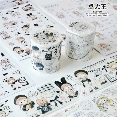 

( SAMPLE ) washi tape molinta black and white
