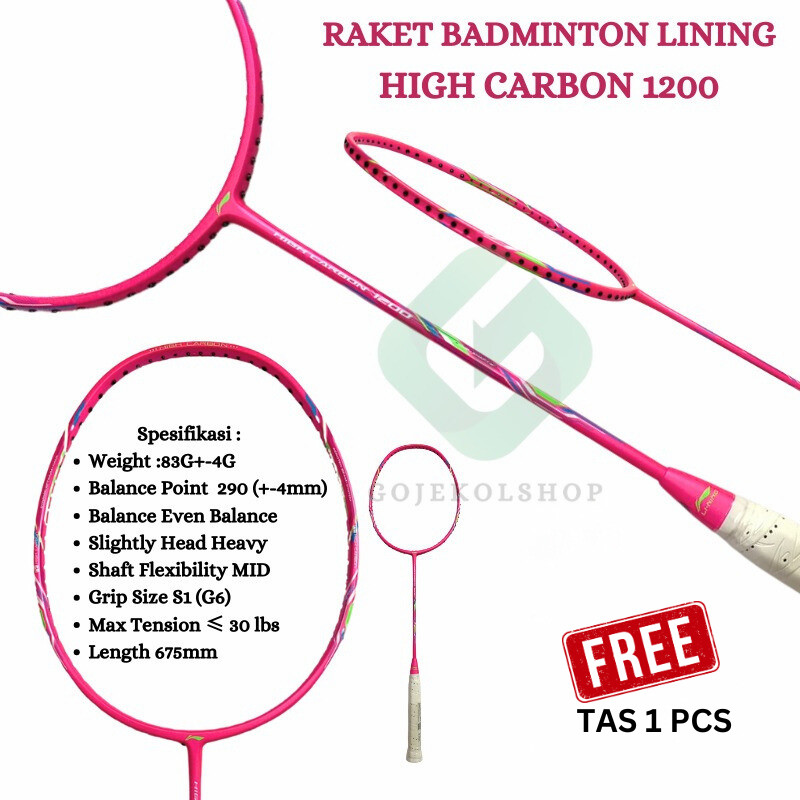 RAKET BADMINTON ORIGINAL LINING HIGH CARBON 1200