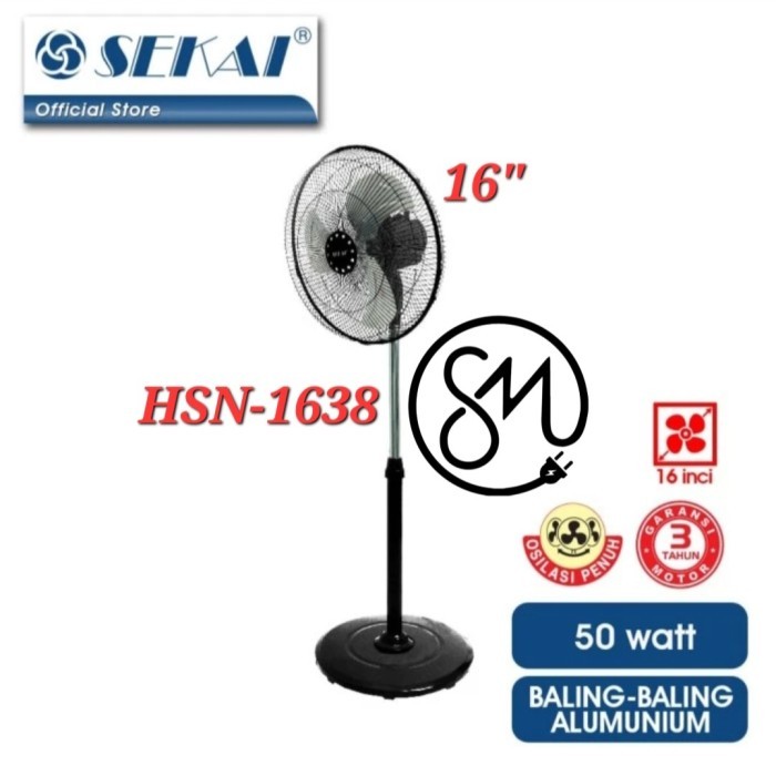 Kipas angin Sekai HSN-1638PO 16 inch Besi stand fan HSN1638PO 1638 PO