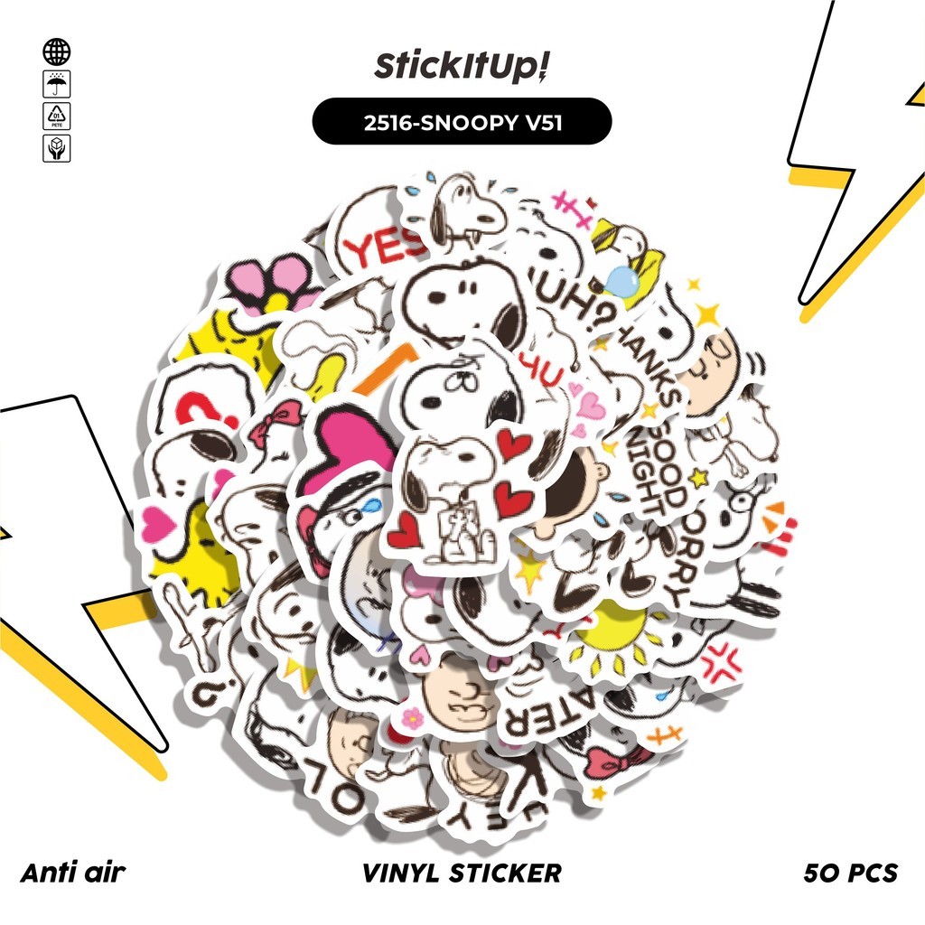 

COD✨ 50 Pcs Stiker SNOOPY V51 Lucu Anti Air Untuk Dekorasi Notebook Sepeda Skateboard Handphone DIY