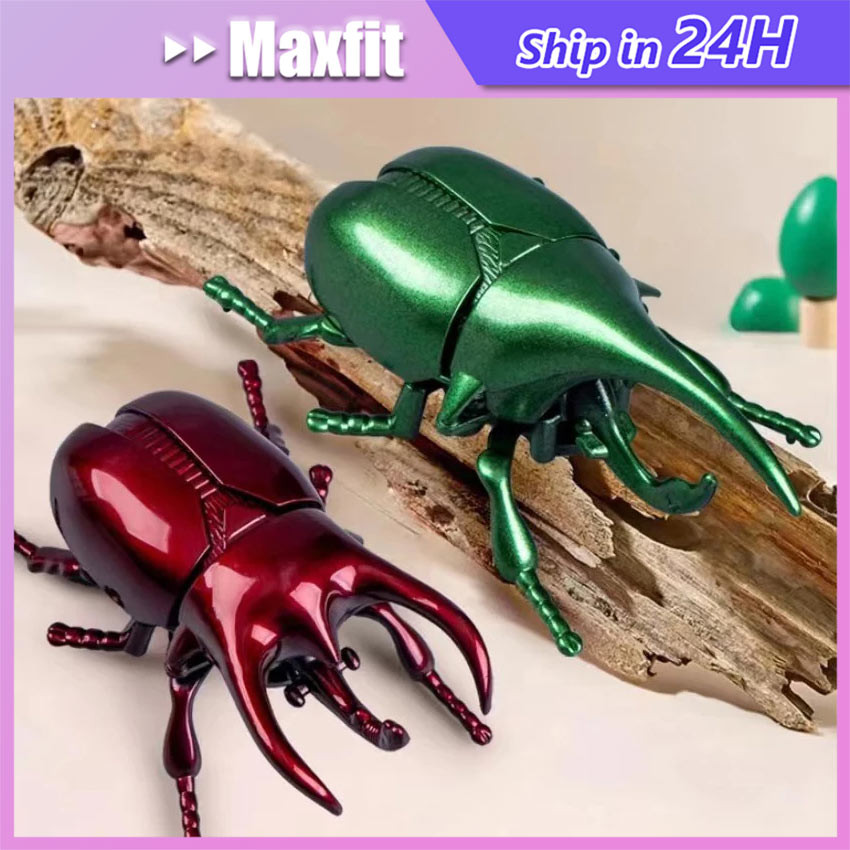 Mainan Robot Serangga Bergerak Jalan Berputar Kumbang Badak Tanpa Baterai Mainan Edukasi Simulasi Bi