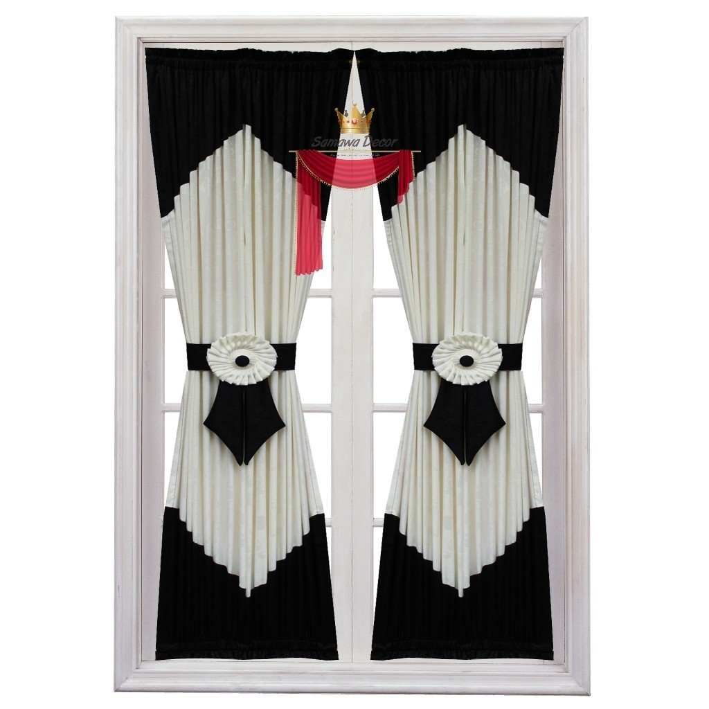 gorden jendela minimalis warna hitam & putih / Perlengkapan Rumah > Dekorasi > Tirai & Tirai Gulung