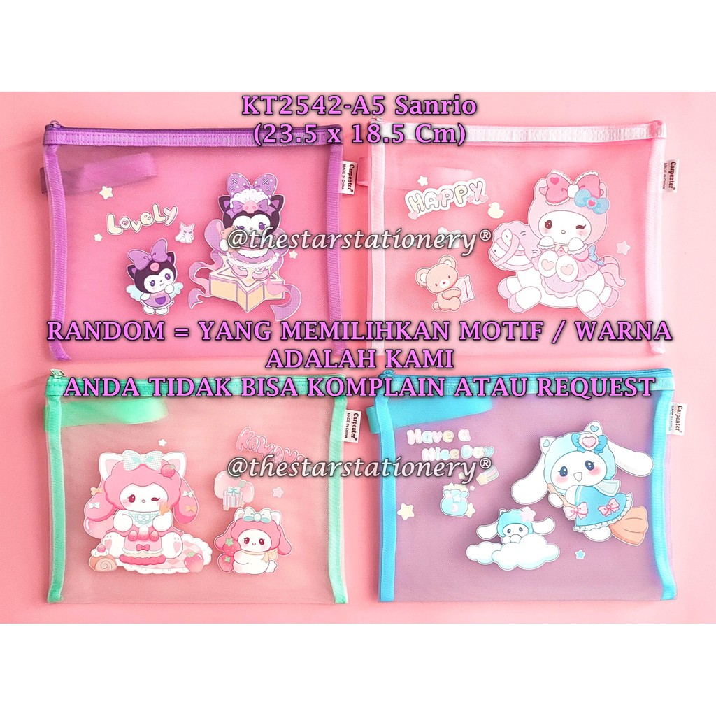 

(1 Biji) GROSIR Document Bag Sanrio KT2545-A5 Handle 23.5 x 18.5 Cm / GXIMP KT2545-A5 Map Resleting