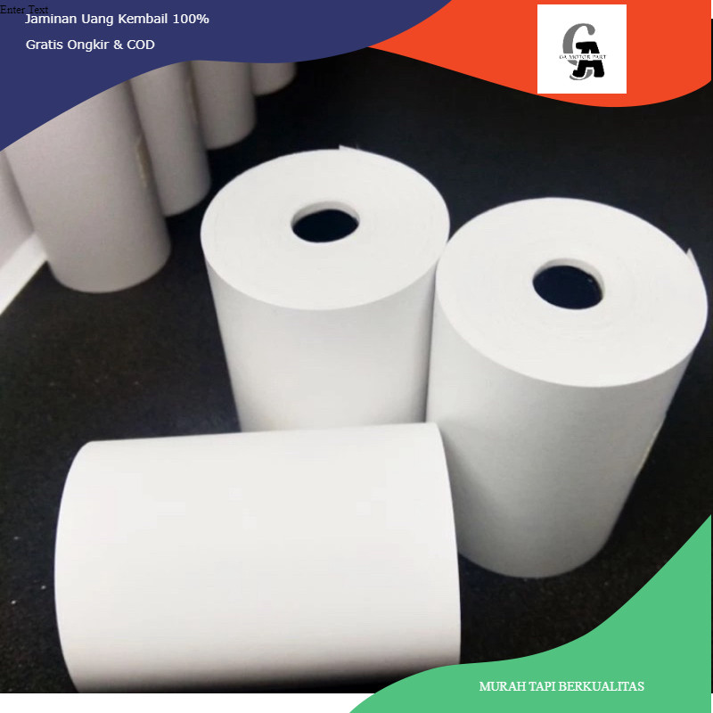 kertas stiker label thermal uk 57 x 40 mm panjang ±10 meter per 1 roll