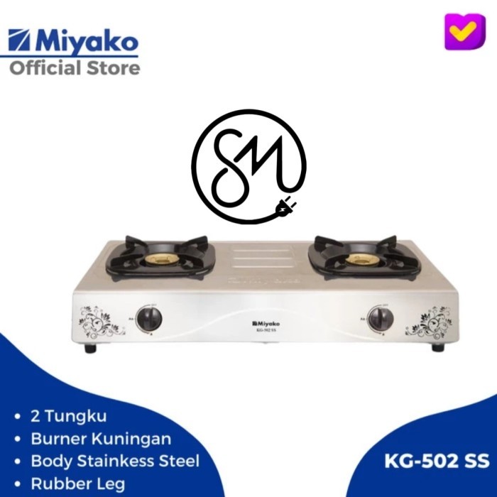 Kompor gas Miyako 2 tungku KG-502SS Stainless 502 SS KG502SS
