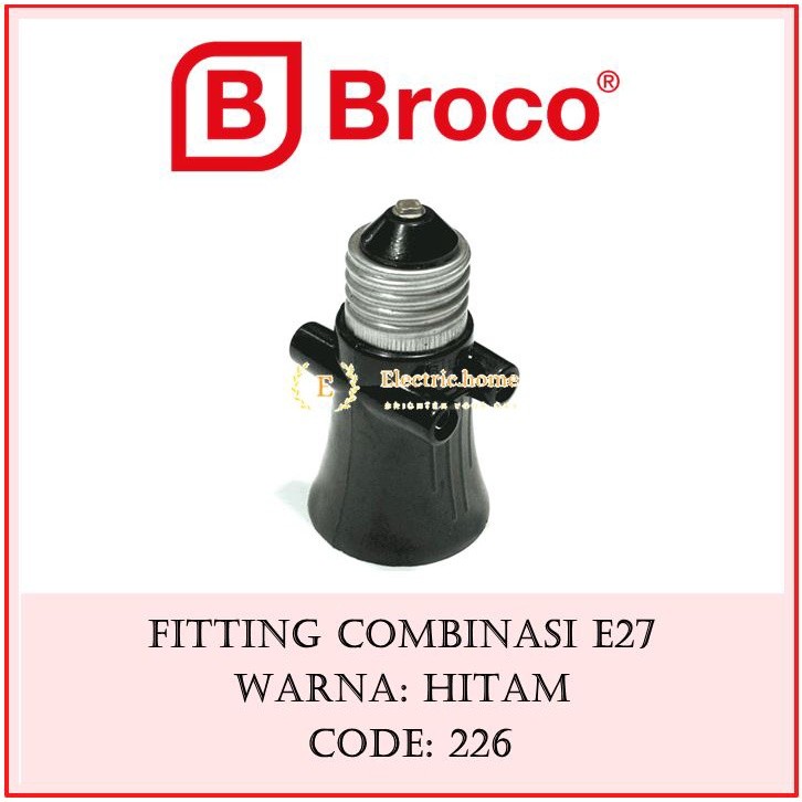 BROCO FITTING KOMBINASI 226 E27/ FITTING LAMPU + COLOKAN