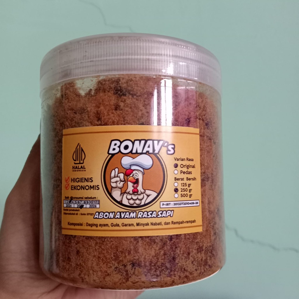 

BONAY's 250gram Abon Ayam Rasa Abon Sapi Kemasan Toples Halal Abon Premium Solo