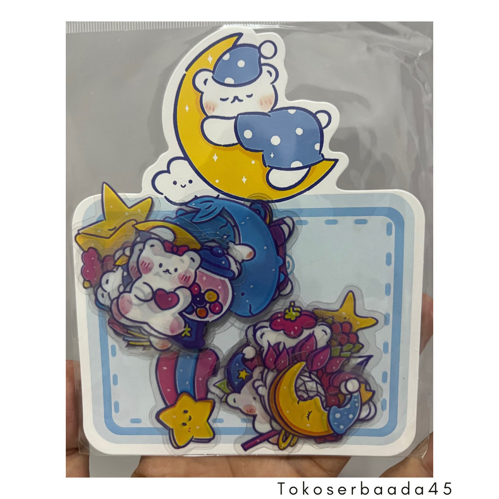 

1box isi 40 Pcs MOMOJAN Sticker Box Aesthetic Karakter Korea Anak Waterproof Stiker Semi Anti Air