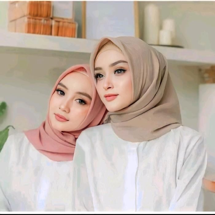( 100Rb GET 12pcs) Bella plain square BEBAS PILIH WARNA jilbab Santai - NETRAL
