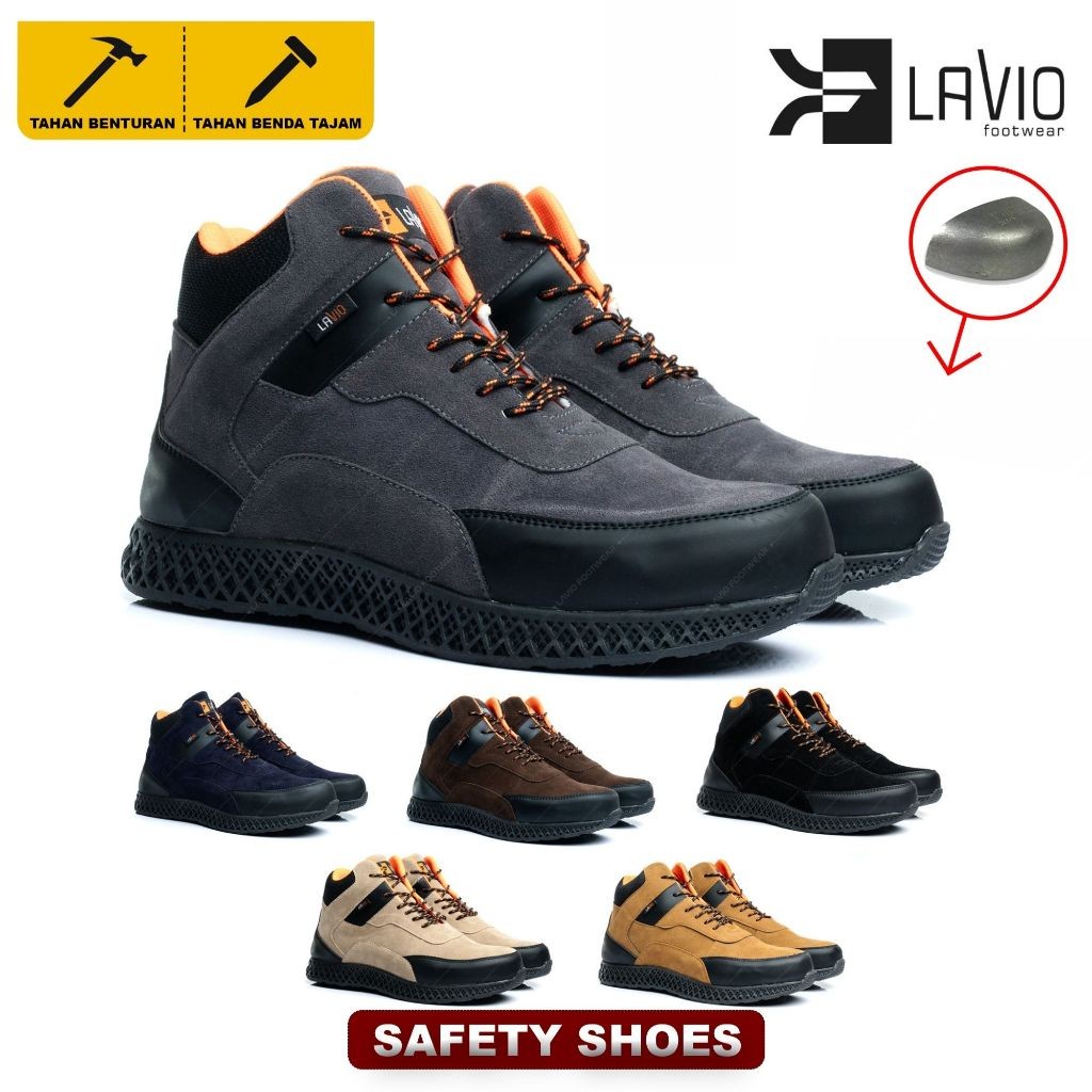 Sepatu Pria Safety Ujung Besi Sneaker Keren Outdoor Sporty Formal Casual Hangout Santai Lavio Elder