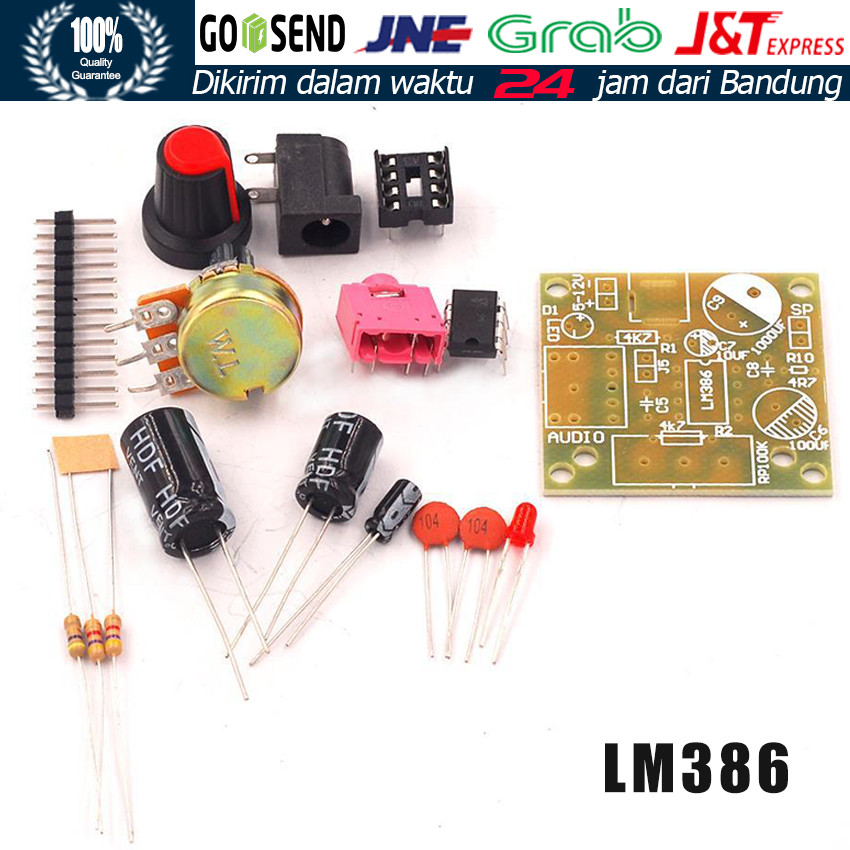 Paket DIY Kit Amplifier Audio Mini 3V-12V / Paket Kit Power Amplifier Mini Lm386 / Modul Power Audio