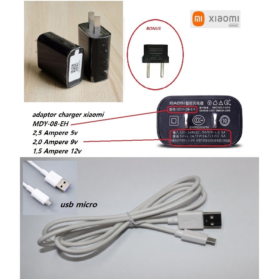 Usb micro kabel & adaptor  charger xiaomi redmi 9C - redmi 9C NFC