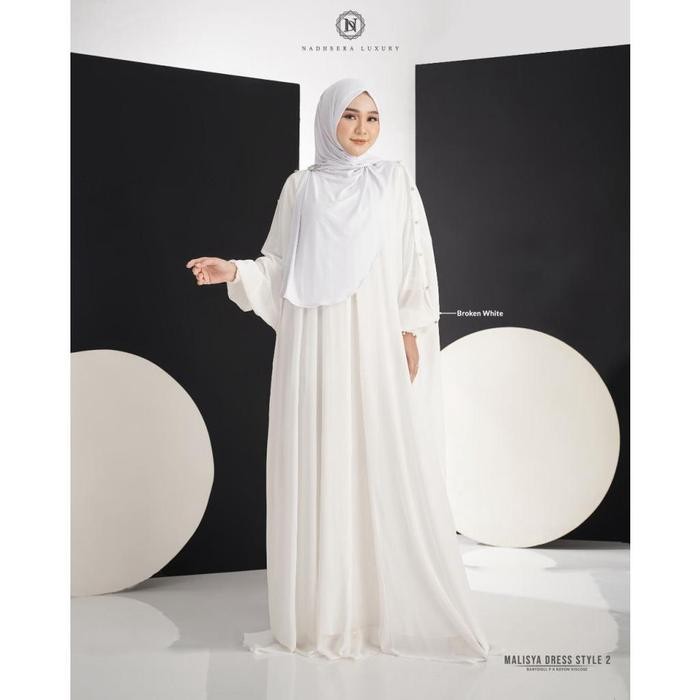 Nadheera Luxury Malisya Series Dress hitam putih melisya gamis polos