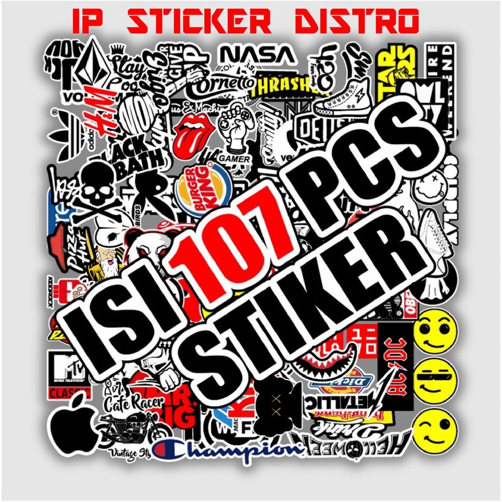 

(cod) stickerpack DISTRO (1 set isi 107pcs) sudah dipotong dan dilaminasi design ip sticker DLL
