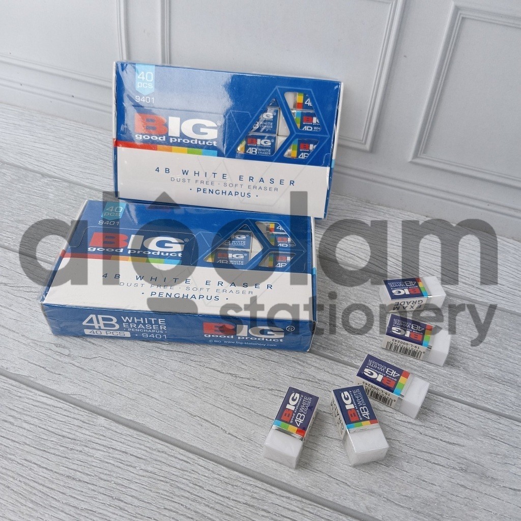 

SATU PACK ( 40 PCS ) Eraser Setip Penghapus 4B Big Kecil Putih lengkap