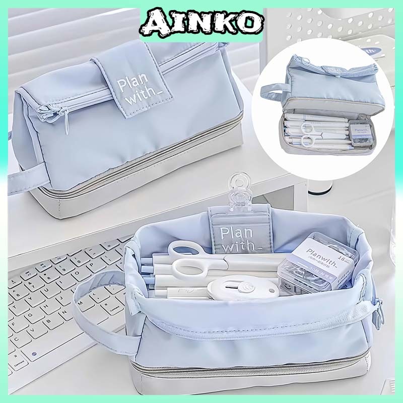 

Tas Pensil Besar Double Layer Tas Penyimpanan Siswa Alat Tulis Tempat Pensil Ritsleting Kapasitas Besar