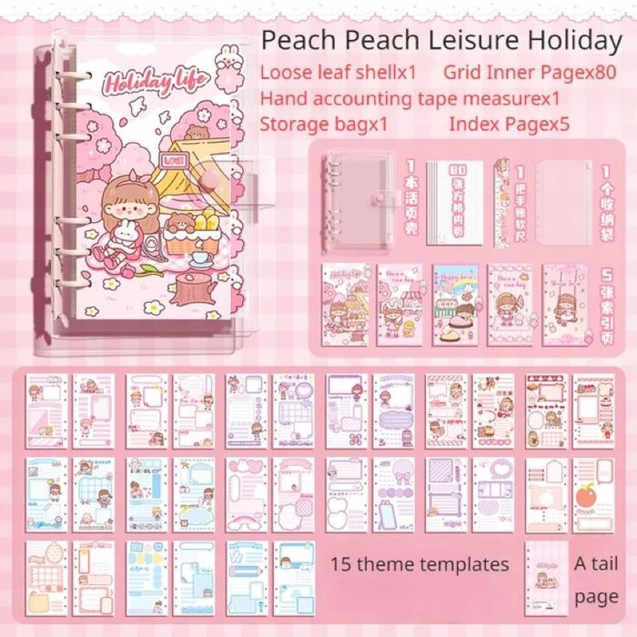 

cute diary note book set spiral folder book diy diary sticker set - Holiday