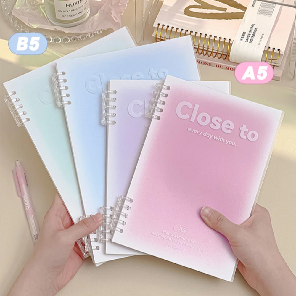 

Simple Stationery A5/B5 Binder Notebook PVC Cover Horizontal Line Kawaii Loose-Leaf Notebook 60 Sheets Gradient Color
