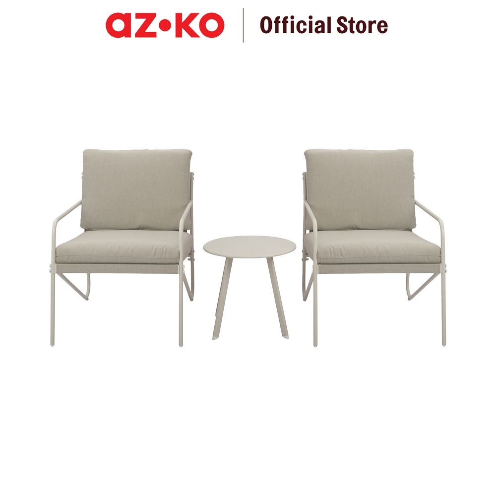 AZKO Soleil Kiera Set Kursi & Meja Teras - Putih/Abu-Abu Balcony Table Chair Furniture Outdoor Serba