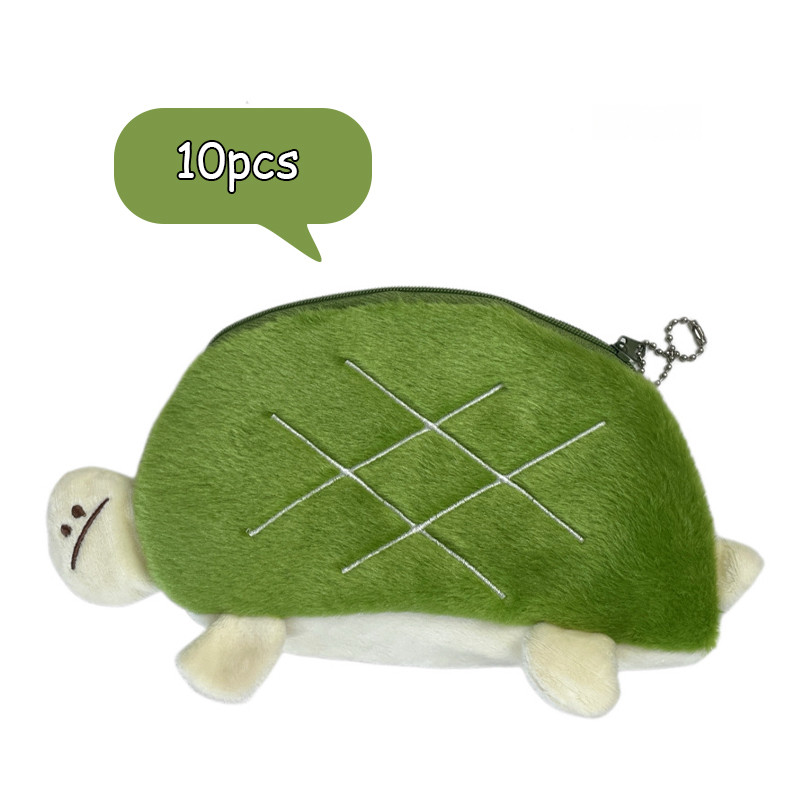 

10pcs Cute tortoise student pencil case office stationery storage bag kids kawaii school supplies rubber pencil storage bag
