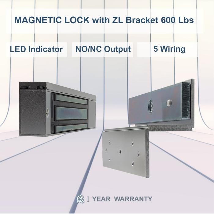 

Magnetic Lock with ZL Bracket 600Lbs 280Kg, EmLock Led, EM Lock Door - Emlock 600 Only