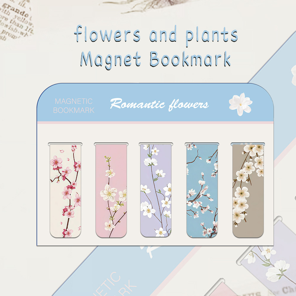 

5PCS Creative Flower Magnetic Bookmarks Student Supplies Books Interpage Personalized Decorative Bookmarks