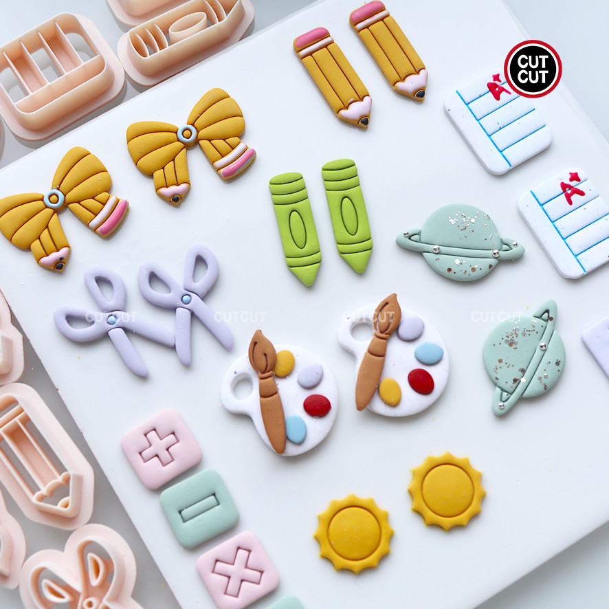 

Cutcut | Back to School polymer Clay Cutters | Teacher & students Polymer Clay Cutters for Earrings Making | Clay Tools