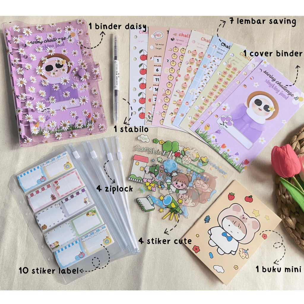 

PAKET NABUNG BINDER A6 DAISY | PAKET BINDER MENABUNG A6