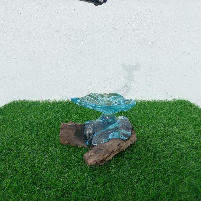 Vas Bunga Kaca Tiup Akar Kayu Dekorasi Pajangan Interior