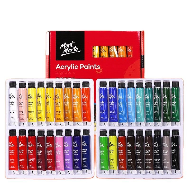 

12/24/36 Color Acrylic Pigment Suit High-quality 12ml Student Watercolor Gouache Washable Professional Artist Textile Pigment
