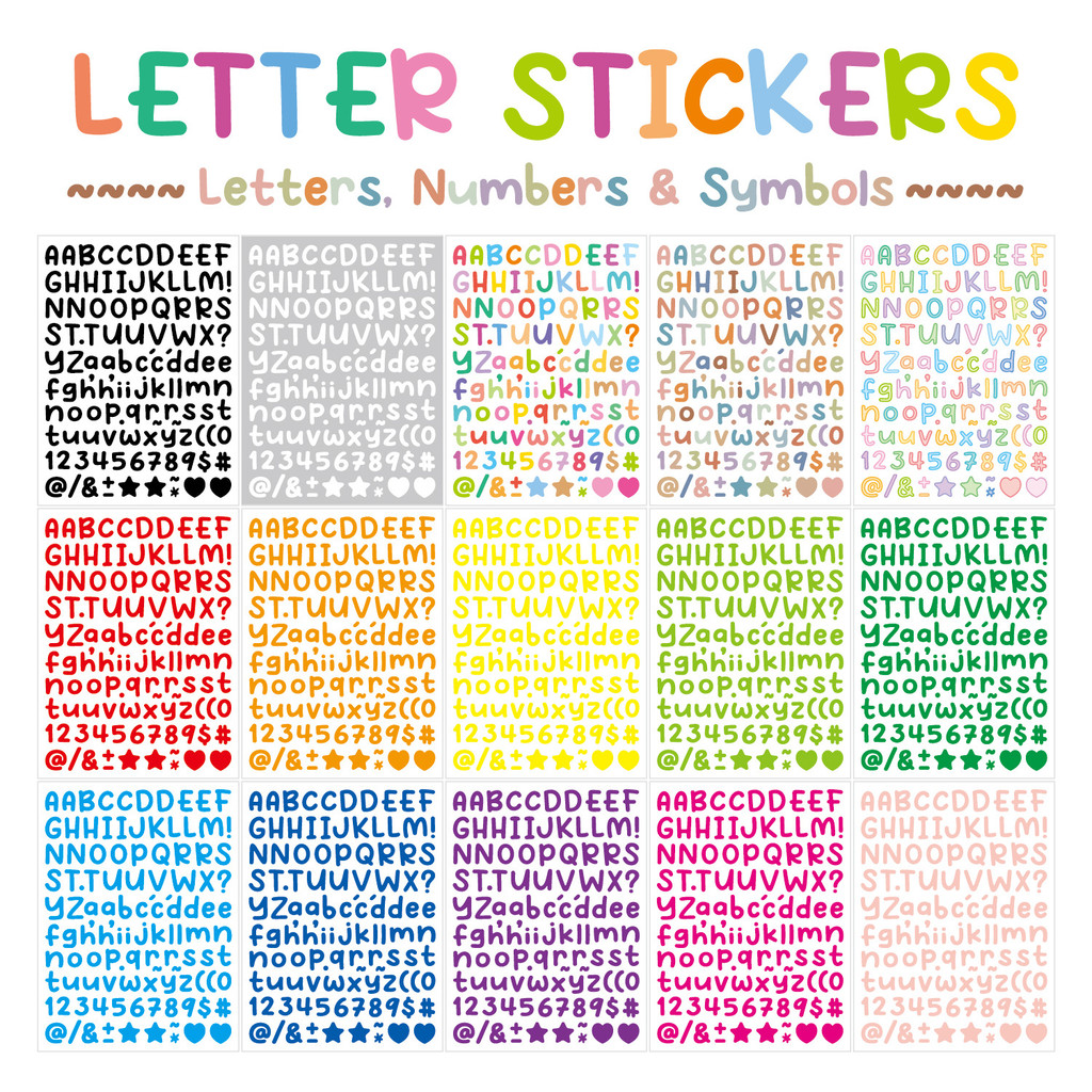 

15 Sheets of 0.5inch Alphabet Stickers, Small Size Greeting Cards, Decorative Letter Stickers for Clipping Books