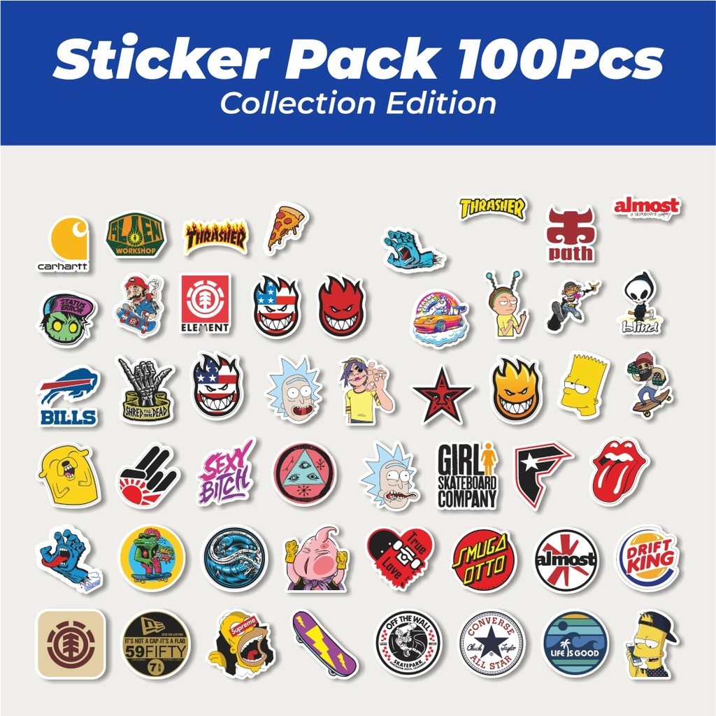 

Hot Stiker Logo Skateboard versi 1 Lucu Anti Air Stikers Berperekat Waterproof Sticker Decal Buat Motor Helm Buku Journal Koper Casing HP Laptop Botol Minum