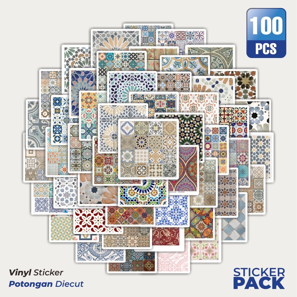 

Stiker Vinyl Stiker Motif Vibrant Tile Graphics Library [Grafis Ubin yang Cerah] Waterproof Aesthetic- Untuk Laptop, Motor, dan Helm - Paper Stationery Pack